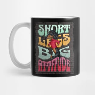 Cute Doxie with short legs big attitude on gray brick background Mug